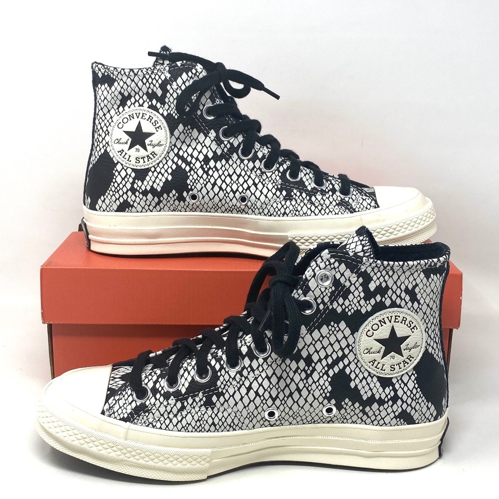 Converse Chuck 70 All Star High Top Egret Black Leather Women Sneakers 570355C - Picture 2 of 8